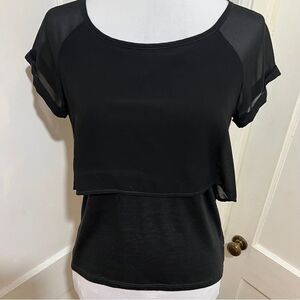Vintage American Eagle Outfitters Layered Sheer Black T-Shirt Women's Small